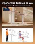 ErGear Height Adjustable Electric Standing Desk, 48 x 24 Inches Sit Stand up Desk, Memory Computer Home Office Desk, Pink - color: Pink, size: 47.2 x 23.6 Inches