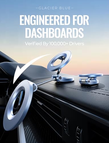 LISEN for iPhone MagSafe Car Mount [24 Strong Magnets] 360 Degrees Ultra Magnetic Phone Holder for Car Dashboard, Universal Car Phone Mount Magsafe Accessories for iPhone17 Pro Max Air 16 15 14, Blue - color: Sky Blue, size: Driver Setup