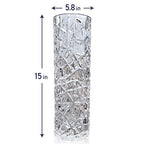 CS Crystal Vase 15-inch high, Frost Flower Design, for Flowers & Decor. Lovely Nice Shiny Piece. Perfect as a Gift, Suitable for All Occasions. - style: Frost Flower Design