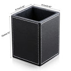KINGFOM PU Leather Square Pens Pencils Holder Cup Desktop Stationery Organizer Case Office Accessories Container Box (black) - color: Black-s
