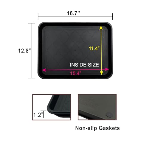PetLike Boot Tray for Entryway Indoor/Outdoor, Hard Plastic Pet Food Mat 2pack,16.7 x 12.8 INCH Waterproof Shoe Tray, Multi-Purpose Trays for Boots, Shoes, Pets, Garden - color: Black New