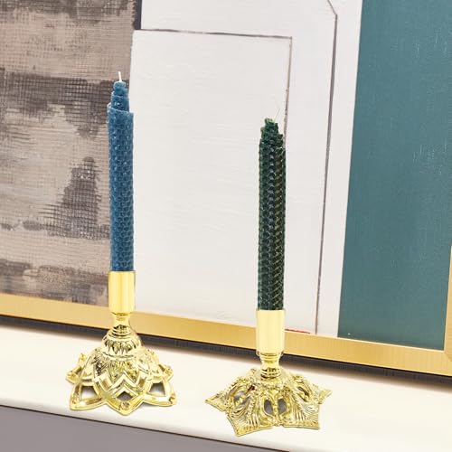 Candlestick Holders,Taper Candle Holder for Candlesticks Gold Plated Candle Metal Stick Candle Holders for Fireplace,Party, Dining,Wedding Decor,Fits 3/4 inch Thick Candle(Set of 2Pcs) - color: Gold, size: 1 set (2 pcs)