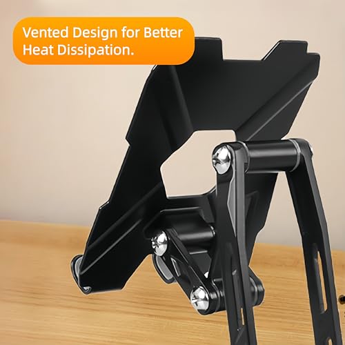 All-Metal Cell Phone Stand 360° Rotatable & Height Adjustable - 25KG Super Load-Bearing, Foldable Desk Stand for Phone, Compatible with iPhone 17/16/15/14, Kindle eBook, Silver - color: D-Quad-Fold - Silver