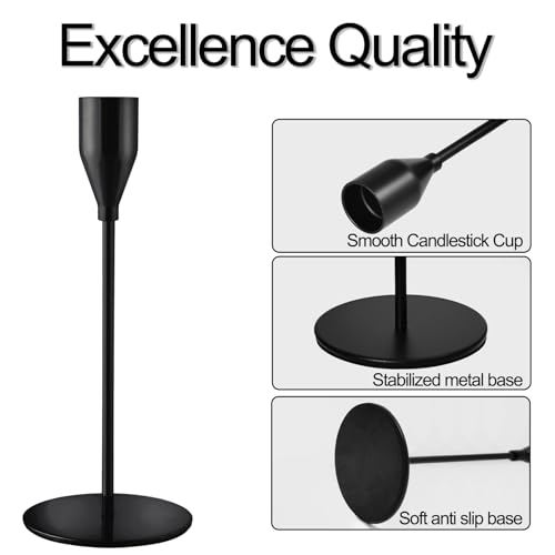 Black Taper Candle Holders Set of 15, Modern Metal Taper Candlestick Holder, Candle Stick Holders Bulk for Wedding Table Centerpiece, Mantel Dining Party Home Festival Decorations - color: Black, size: Set of 15
