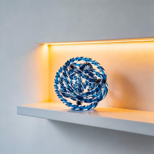 Glass Knot Teal Orbit Ball - 6 Inch Hand Blown Infinity Sculpture Decor Glass Orbit Home Decor Table Decoration Interio Art - color: Lake Blue, size: 6" Diameter
