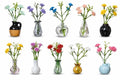 10-Pack Magnetic Mini Clear Glass Bud Vases for Fridge – Strong Magnets, Leak-Proof Propagation Vases – with 10 Faux Flowers (No Trimming) – Locker, Cubicle & Coworker Gift (Clear Glass)