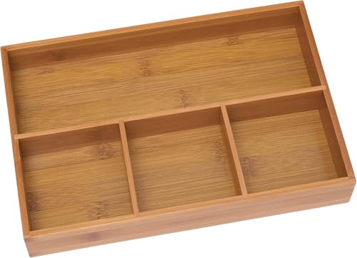 Lipper International 824, Bamboo Wood 4-Compartment Organizer Tray, 11 5/8" x 7 7/8" x 1 3/4" - color: Bamboo Wood, size: 4-Compartment, 11 5/8" x 7 7/8" x 1 3/4"