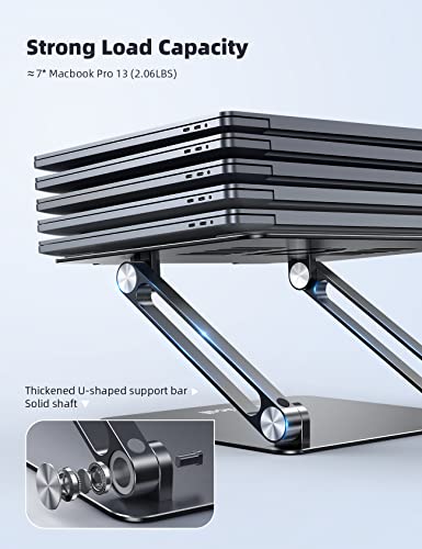 Lamicall Adjustable Laptop Stand, Portable Laptop Riser, Aluminum Laptop Stand for Desk Foldable, Ergonomic Computer Notebook Stand Holder for MacBook Air Pro, Dell XPS, HP (10-17.3'') - Black - color: 2-Black
