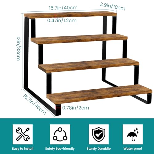 ELITEROO Wood Display Stand, 4 Tier Perfume Stand Organizer, Display Riser for Food, Tiered Cupcake Stand Risers, Table Display Shelf for Vendors Event, Candles, Tumblers, Soaps