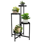 4 Tier Plant Stand Indoor Outdoor, 31 Inch Tall Metal Plant Shelf Waterproof, Plant Holder with Folding Design For Home, Living Room, Black - color: Black