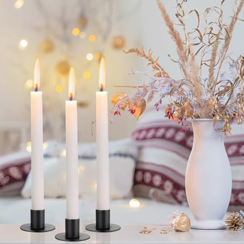 4 Pcs Matte Black Taper Candle Holders, Modern Iron Pillar Candles Candlestick Holders, Retro Mini Candle Stick Holder Farmhouse Decor for Dining Table, Party, Wedding, Home Decor
