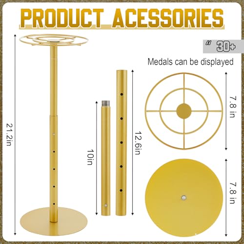 Shimeyao Medal Hanger Display Honor Display Rotatable Award Holder Rotating Metals Rack Adjustable Award Holder Stand for Basketball Running Sports Race, 30+ Medals - color: Gold
