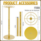 Shimeyao Medal Hanger Display Honor Display Rotatable Award Holder Rotating Metals Rack Adjustable Award Holder Stand for Basketball Running Sports Race, 30+ Medals - color: Gold