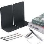 MSDADA Black Metal Bookends (8pcs, 4 pairs) for Book Shelves, Office, Heavy Books, Modern Minimalist Style - color: Black