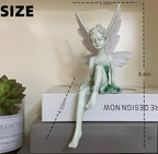 Fairy Garden Figurines Outdoor, Hand-Painted Sitting Fairy Statues, Resin Garden Sculptures, Angel Figurines for Garden, Windowsill & Fairy Lovers Gift - color: White