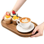 Elsjoy Set of 2 Acacia Wood Serving Trays, Long Wooden Serving Platter Oval Charcuterie Board Set for Home Decor, Fruit, Cheese, 𝟏𝟒" 𝐱𝟕" 𝐚𝐧𝐝 𝟏𝟏" 𝐱𝟓.𝟓"