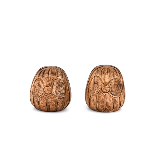 Statues Mango Wood Statue Sculpture, Bookshelf Decor Accents, Set of 2 Use Ideal for Use in Living, Dining Room, Coffee Table Centerpiece (2.75'' X 2.75'' 2.75'')