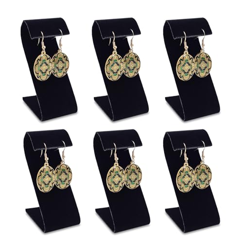 MOOCA 6 Pcs Black Velvet Earring Display Stand Displays, Jewelry Organizer Display Holder for Earrings, Black Velvet, 2 1/8 W x 1 1/2 D x 3 1/2 H in - color: Black Velvet, Small