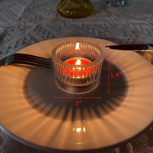 6pcs Clear Votive Tealight Candle Holder, Glass Tea Light Candle Holders for Tabletop Centrepiece Decor, Wedding Reception, Home Dining, Birthday Party and Christmas Holiday