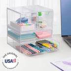 STORi Chloe Space-Saving Clear Drawer Organizer (4 Drawer Set) Sort Office, Kitchen, Beauty Supplies, Makeup, Pens, Jewelry, Stationary, Made in USA - style: Combo Drawer Set