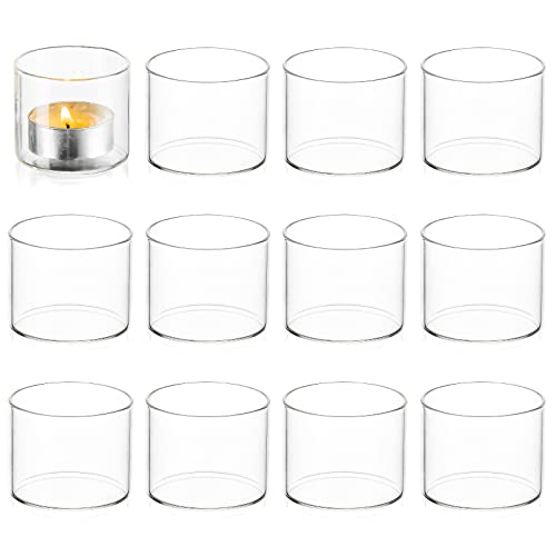 Votive Tea Light Candle Holders - Mini Clear Glass Tealight Holder as Candlelit Dinner Party Events Birthday Wedding Reception Centerpiece Decor Accessories, 10pcs+Extra 2 - size: 1.8x1.5inch