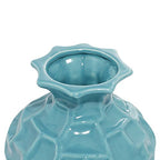 Deco 79 Ceramic Decorative Vase Centerpiece Vases with Varying Patterns, set of 3 Flower Vases for Home Decoration 6" x 6" x 6", Blue