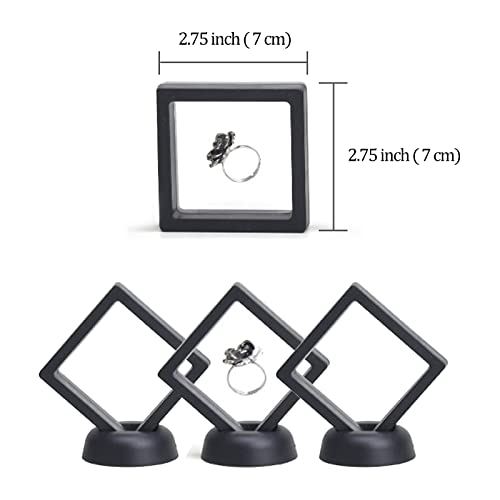 3D Floating Frame with Stand, Challenge Coin Display Holder, 4 Pack Floating Display, 2.75"x2.75" Gift Packing Frame (Black) - color: Black