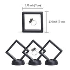 3D Floating Frame with Stand, Challenge Coin Display Holder, 4 Pack Floating Display, 2.75"x2.75" Gift Packing Frame (Black) - color: Black