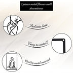 CHENGU 3 Pieces Metal Minimalist Abstract Woman Wall Art Line Drawing Wall Art Decor Single Line Female Home Hanging for Kitchen Bathroom Living Room - style: Elegant Body