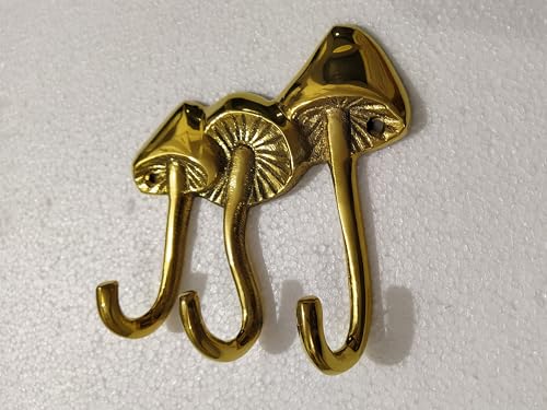 Brass Mushroom Wall Hook Sculpture Unique Decorative Hook for Home Office and Restaurant Decor