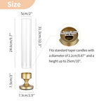 NUPTIO Hurricane Candle Holder for Centerpiece: Set of 2 Metal Taper Candle Holders with Glass Cylinders - Gold Candlestick Holders for Birthday Valentine Dinner Table Decor - size: 2 Pcs