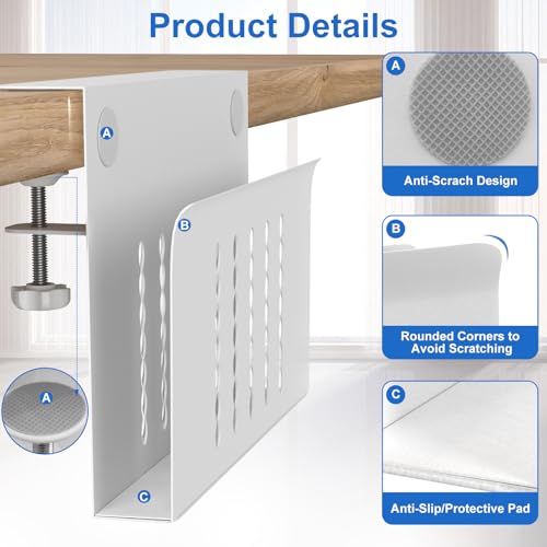 HAMOPY Desk Side Storage, Single-Layer Steel Hanging Desk Organizer with Magnetic Pen Holder, No Drilling Desk Drawer Cable Management Tray, Under Desk Laptop Holder for Office, School&Home(White) - color: White, size: Single(1 Tier)