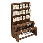 Ikee Design 18 Hooks and 2 Removable Bars Wood Jewelry Holder Organizer Stand, Earring Bracelet Jewelry Display Stand Organizer, Necklace Bracelet Holder, Brown Color - color: 5) Brown, 2 Bars, 18 Hooks