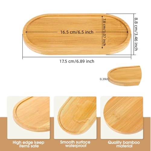 2PCS Bamboo Bathroom Trays - Suitable for The Bathroom,Kitchen,Breakfast Tray and Decorative Tray (6.88 in * 3.46 in) - size: 6.88 in * 3.46 in