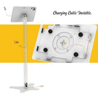 Tablet Floor Stand, Anti-Theft, Rotate Lockable Metal Tablet Enclosure+Aluminum Pole+Metal Base, Compatible with 10.9" iPad 10th, Pro 11" 1 2 3 4, Air 4 5, Air 11"(M2/M3), iPad 11"(A16) - color: White, size: iPad 10th (10.9"), iPad Pro (11")