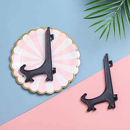 Artliving 6" Black 24pcs/Set Plastic Easels Plate Display Stands Picture Frame Stand Holder - color: Black, size: 6inch(24piece)
