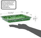 Red Co. 11" x 9" Enamelware Metal Classic 2 Quart Rectangular Serving Tray, Dark Green Marble/Black Rim - Splatter Design - color: Dark Green