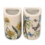 Steel Mill & Co Bud Vase Magnet Set of 2, Ceramic Mini Vases, Magnetic Backing for Fridge, Locker, or Filing Cabinet, Small Bud Holder (Wildflowers)