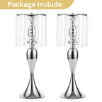 2 Pcs 21.3 inches Tall Crystal Metal Vase Wedding Road Lead Flower Holders Centerpiece Crystal Flower Chandelier Metal Flower Vase for Reception Tables Wedding Supplies - color: Silver, size: 2 x L
