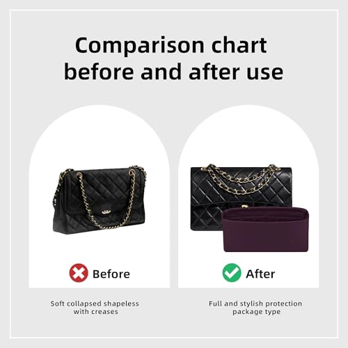 DGAZ Purse Organizer Insert，Silk Bag Organizer，Luxury Handbag & Tote Shaper Fits Chanel CF Bags - color: Fuchsia, size: Medium 25