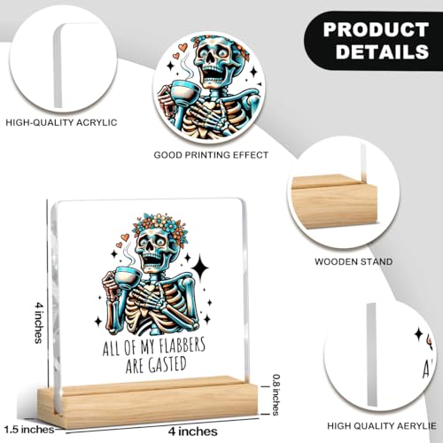 Skull Funny Office Decor Funny Desk Decor Coworker Gifts All Of My Flabbers Are Gasted Retractable Open Acrylic Humor Gift for Women Men Boss Coworker Home Office Decorations - color: All Of My Flabbers Are Gasted Retractable
