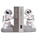 Space Theme Bookends - Astronaut Kids Book Stoppers, Heavy Duty Resin Bookends for Shelves (D-Silver Color) - color: Astronaut D-silver