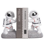 Space Theme Bookends - Astronaut Kids Book Stoppers, Heavy Duty Resin Bookends for Shelves (D-Silver Color) - color: Astronaut D-silver