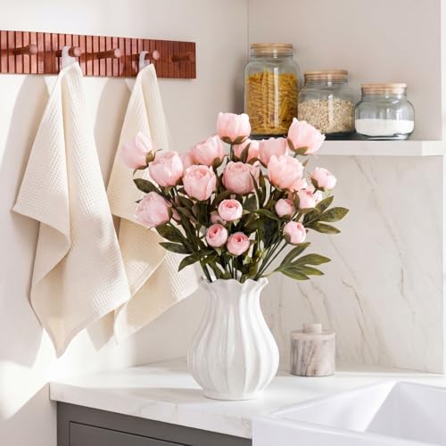 Thiccywoov 8 Pcs Faux Peony Stems Flowers Bulk Vintage Artificial Silk Peonies Stems Real Look Fake Peonies Branches for Vase Filler DIY Bouquet Centerpiece Home Indoor Outdoor Decoration (Pink) - color: Pink