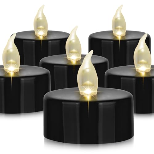 Hanzim Battery Operated LED Tea Lights: 24PACK Flameless Votive Candles Lamp Realistic and Bright Flickering Holiday Gift Long Lasting 200Hours for Seasonal & Festival Celebration Black - color: Black, size: 24pack