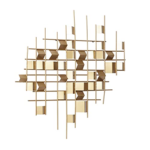 CosmoLiving by Cosmopolitan Metal Geometric Home Wall Decor 3D Folded Stripes Wall Sculpture, Wall Art 32" x 2" x 32", Gold - size: 32"L x 32"W