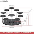DIWNELEM Round Jewelry Stand Acrylic Display Riser Stands Dessert Tower Display Tower for Watch,Jewelry,Rings,Earrings,Mini Figurines,Cupcakes(Black,11Tier) - size: Black-11 Tier