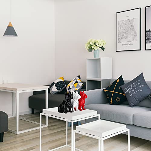 suruim Luxury French Bulldog Statue Collection - Gold/Silver/Black Chrome Dog Sculpture, Decorative Dog Statue for Home Decor & Gift (Black, 12in) - color: Black, size: 12in