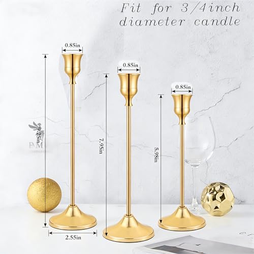 SHDSL Gold Candlestick Holders, Taper Candle Holders, Set of 6, Metal Taper Candle Stick Holders, Vintage Christmas Brass Home Decor for Table, Room Decorations Housewarming - color: Gold
