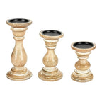 Candle Holder Stand Wooden, Candelabra, Candle Holder, Unity Candle Holders, Rounded Turned Colums, Country Style Ideal for Gift, Wedding, Christmas, Party, Home - 10,8,6 Inch - Set of 3 - White Wash - color: White Wash, size: 10,8,6 Inch Mid Circle